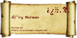 Őry Norman névjegykártya